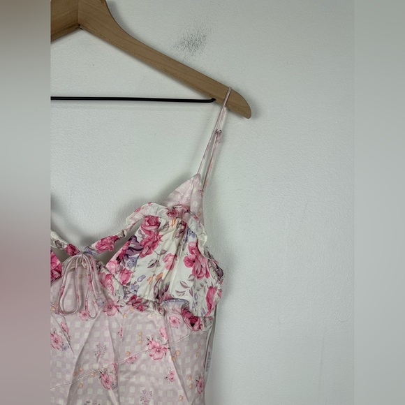 For Love and Lemons Taylor Floral Satin Coquette Girly Midi Dress Sz S - Picture 7 of 10